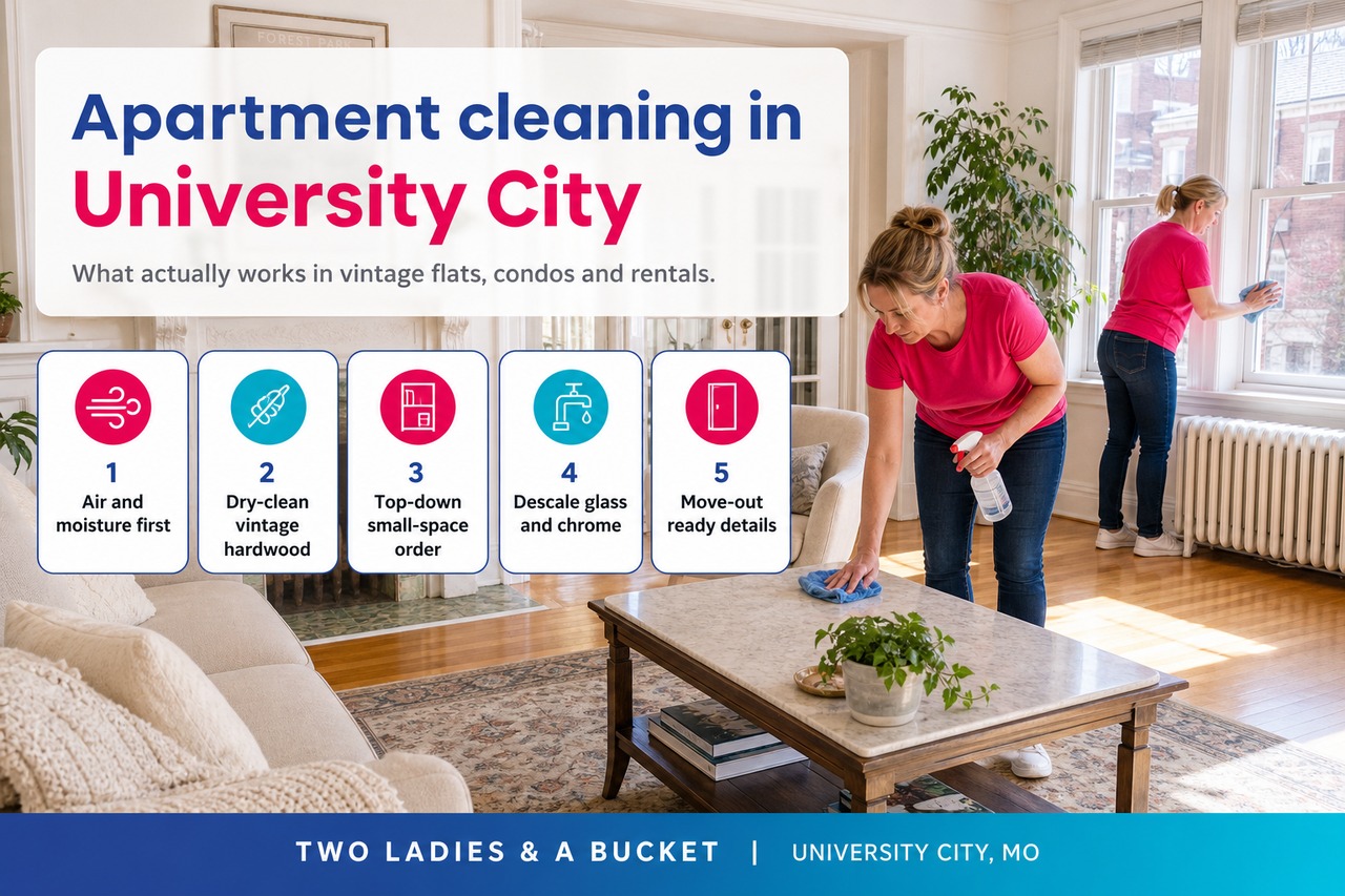 Apartment cleaning in University City MO key takeaways - Two Ladies & A Bucket